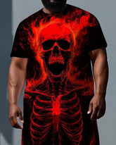 Still Standing Even No Flesh Big & Tall Men's Skull Print Outdoor Short Sleeve T-shirt 2-Piece Set